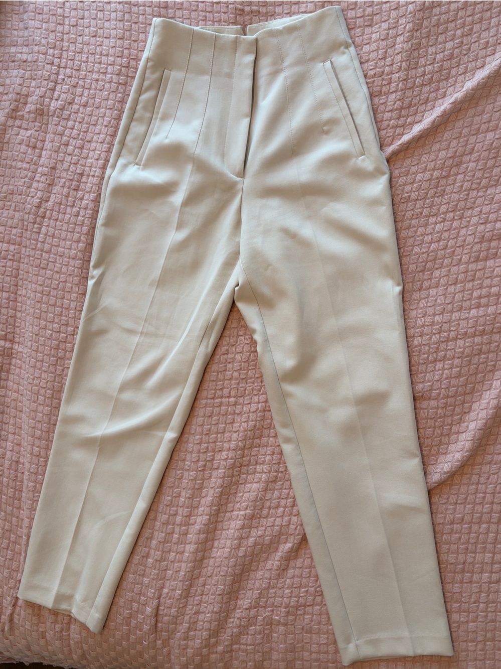 Zara Cream High-Waist Straight Trousers